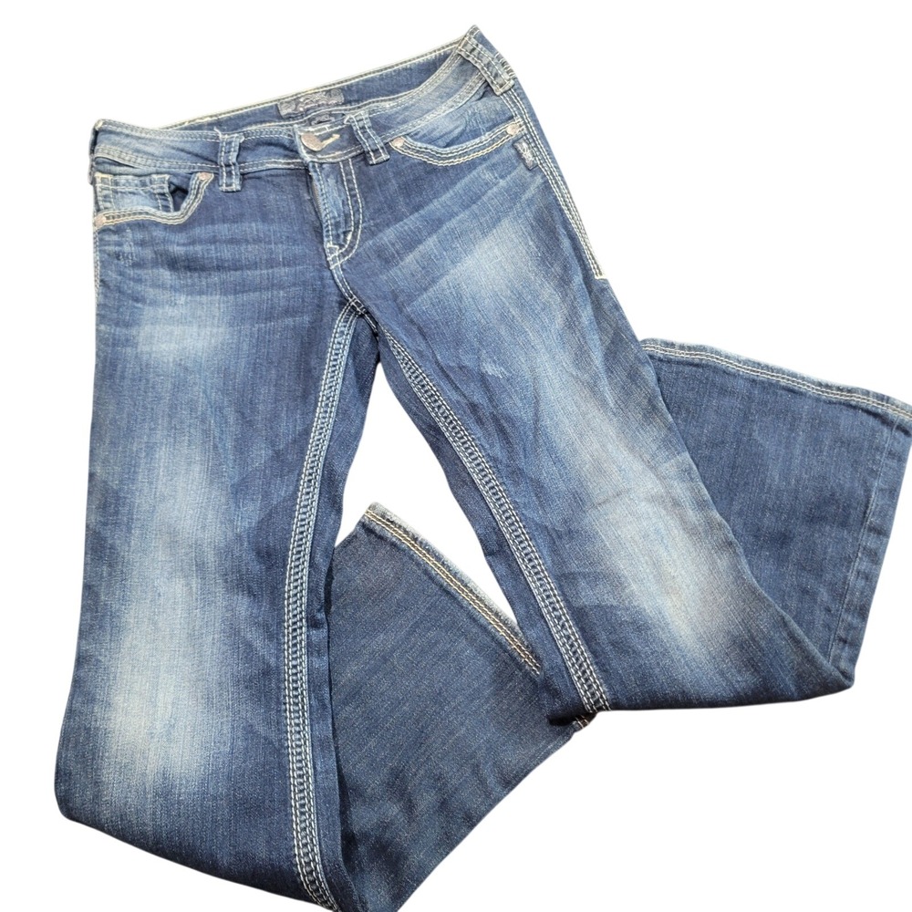 Silver Jeans Co Suki Surplus Bootcut Jeans W29 L30 Medium Wash Contrast Stitch